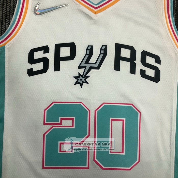 Camiseta San Antonio Spurs Manu Ginobili NO 20 Ciudad 2021-22 Blanco